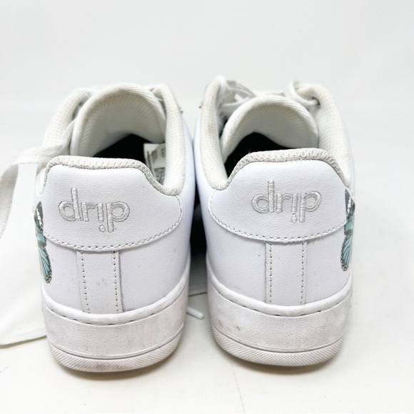 DRIP CREATIONZ WHITE SNEAKERS WITH BLUE BUTTERFLIES CUSTOM SZ Y4.5/W6 - Picture 6 of 6